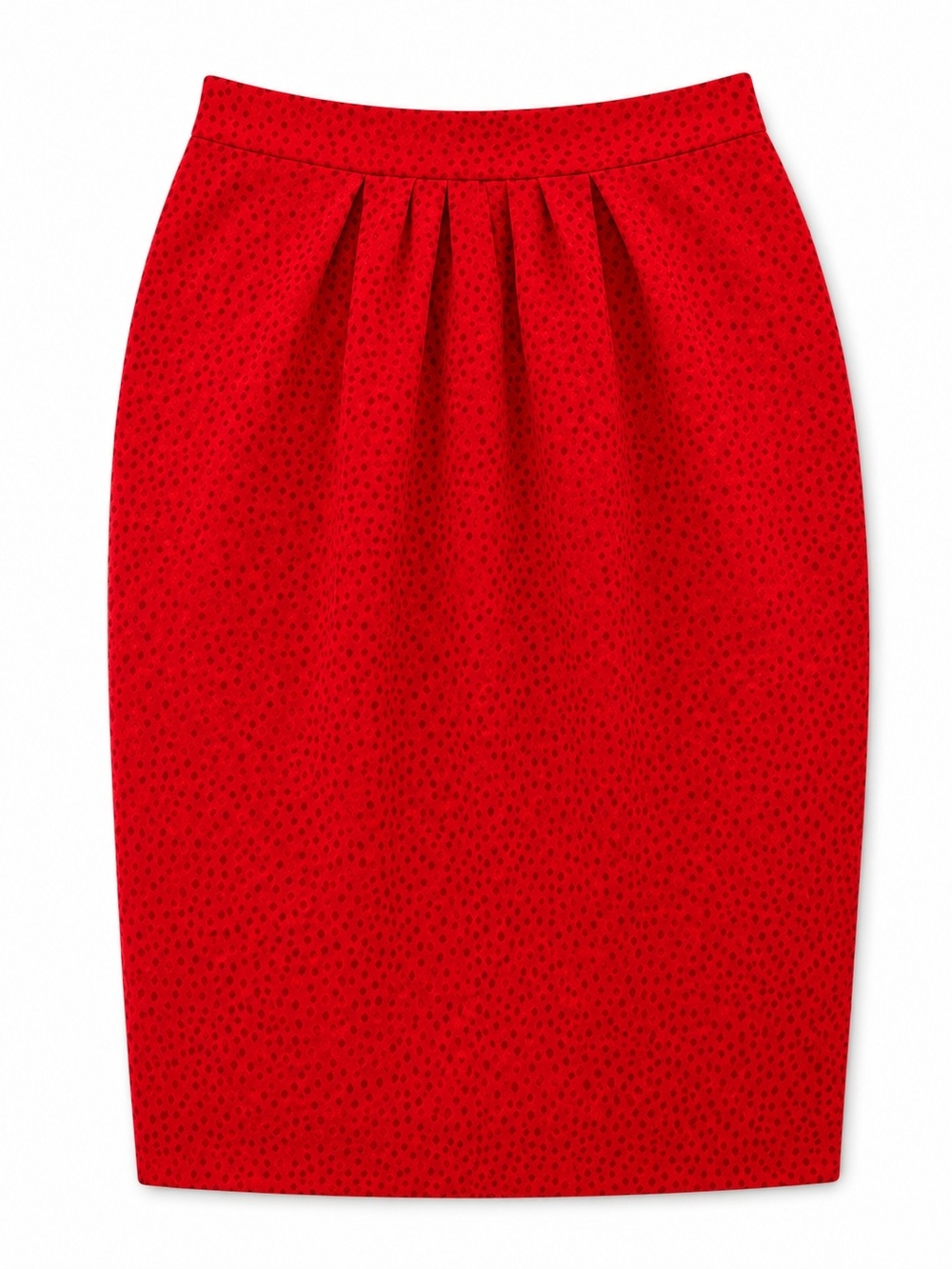 Vintage Liz Claiborne Red Pleated Waist 100% Silk Pencil Skirt Size 12